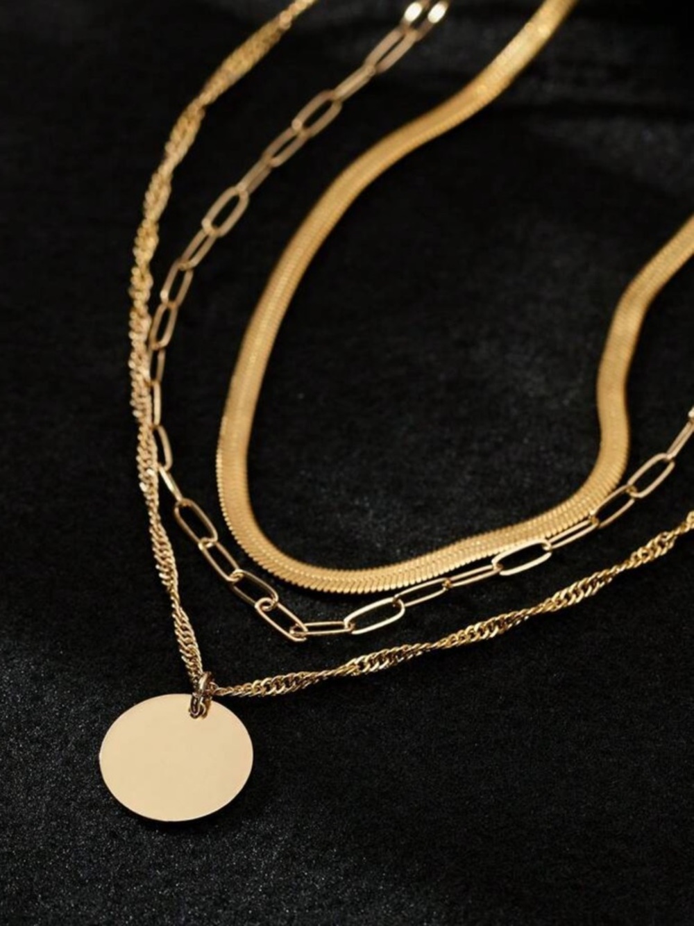 Gold Plated Stainless Steel 3pc Coin Necklace Set - Picture 2 of 3